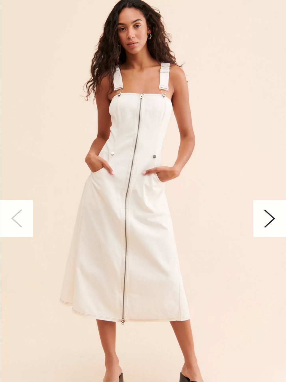 Anthropologie Boho White Square-Neck Denim Midi Dress - S